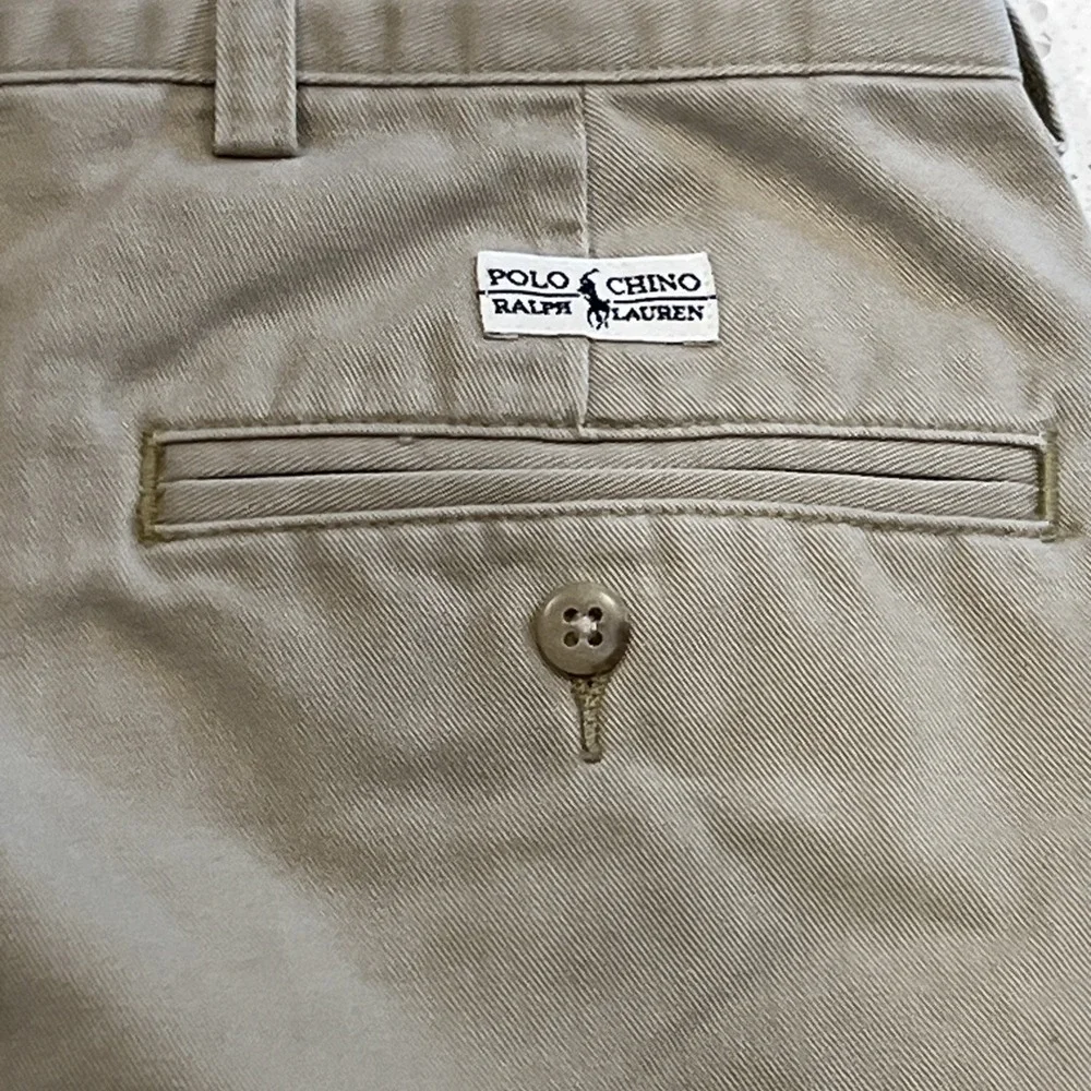 VTG 90s Polo Ralph Lauren Andrew Pants Men 38x30 Beige Classic Chino Pleated